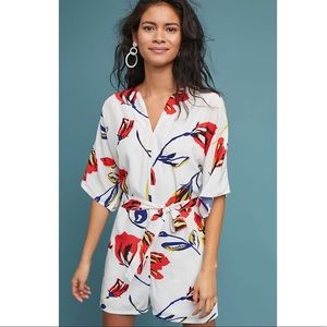 NWT Anthropologie Corey Lynn Calter Floral Romper SP e/ waist tie